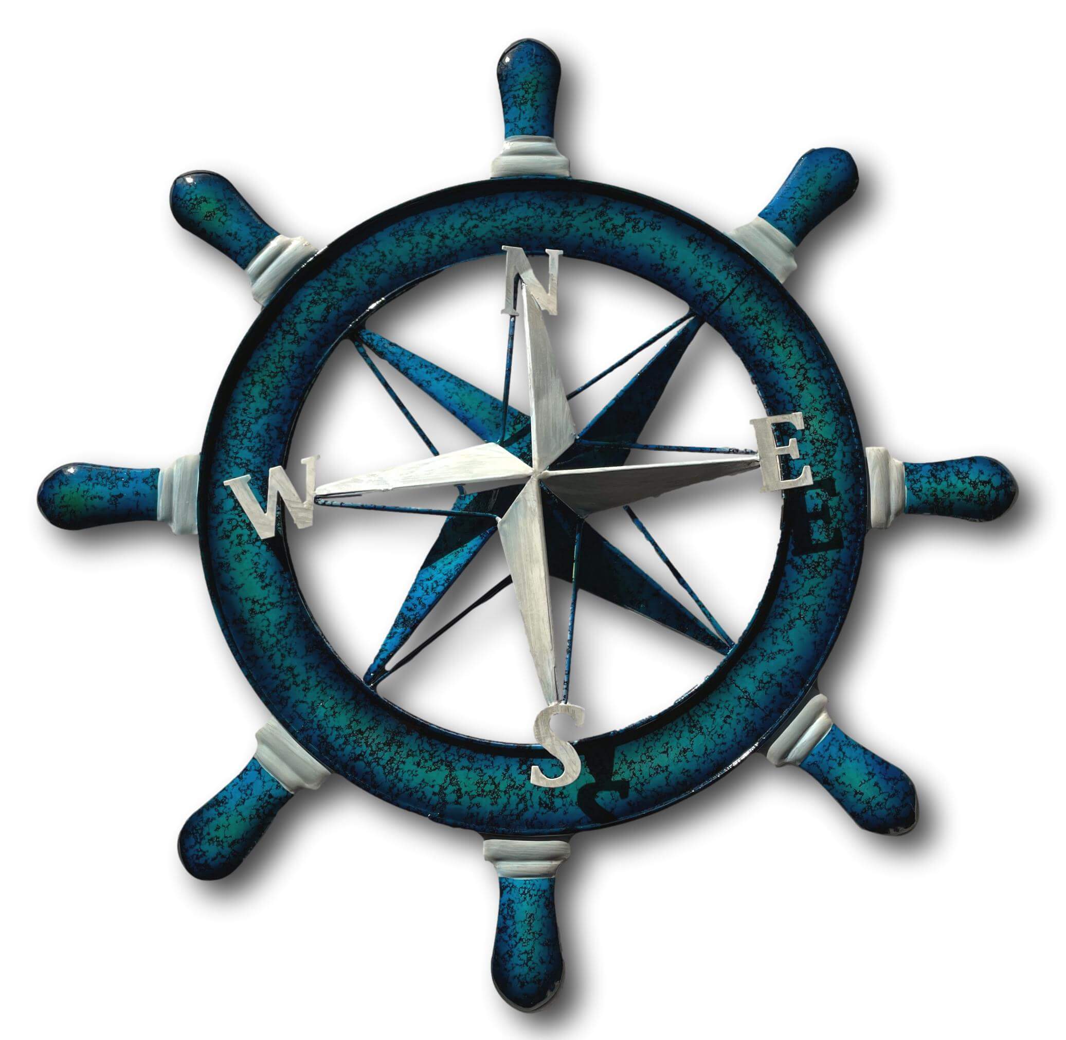 Nautical Ships Helm Wheel Wall Art - Handmade Metal Art - Island Buddha